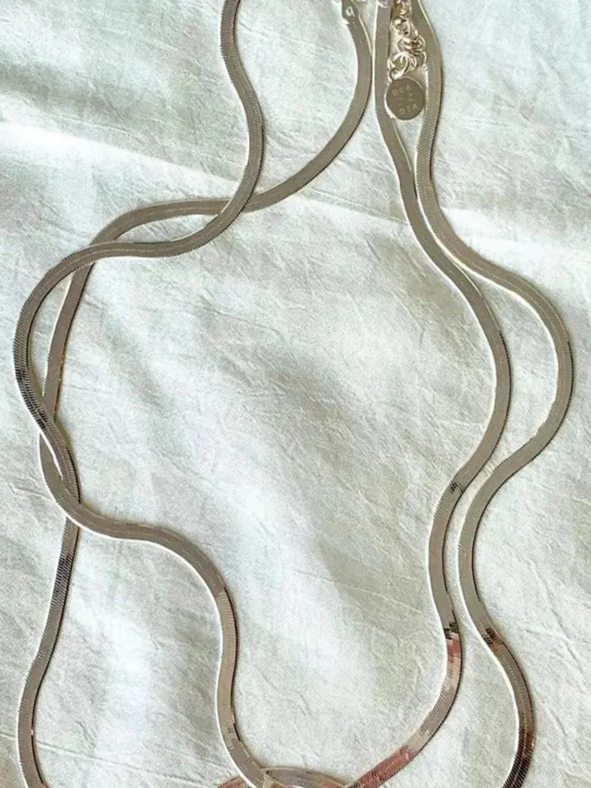 20" Slinky Flat Herringbone Necklace - Silver - Image 2