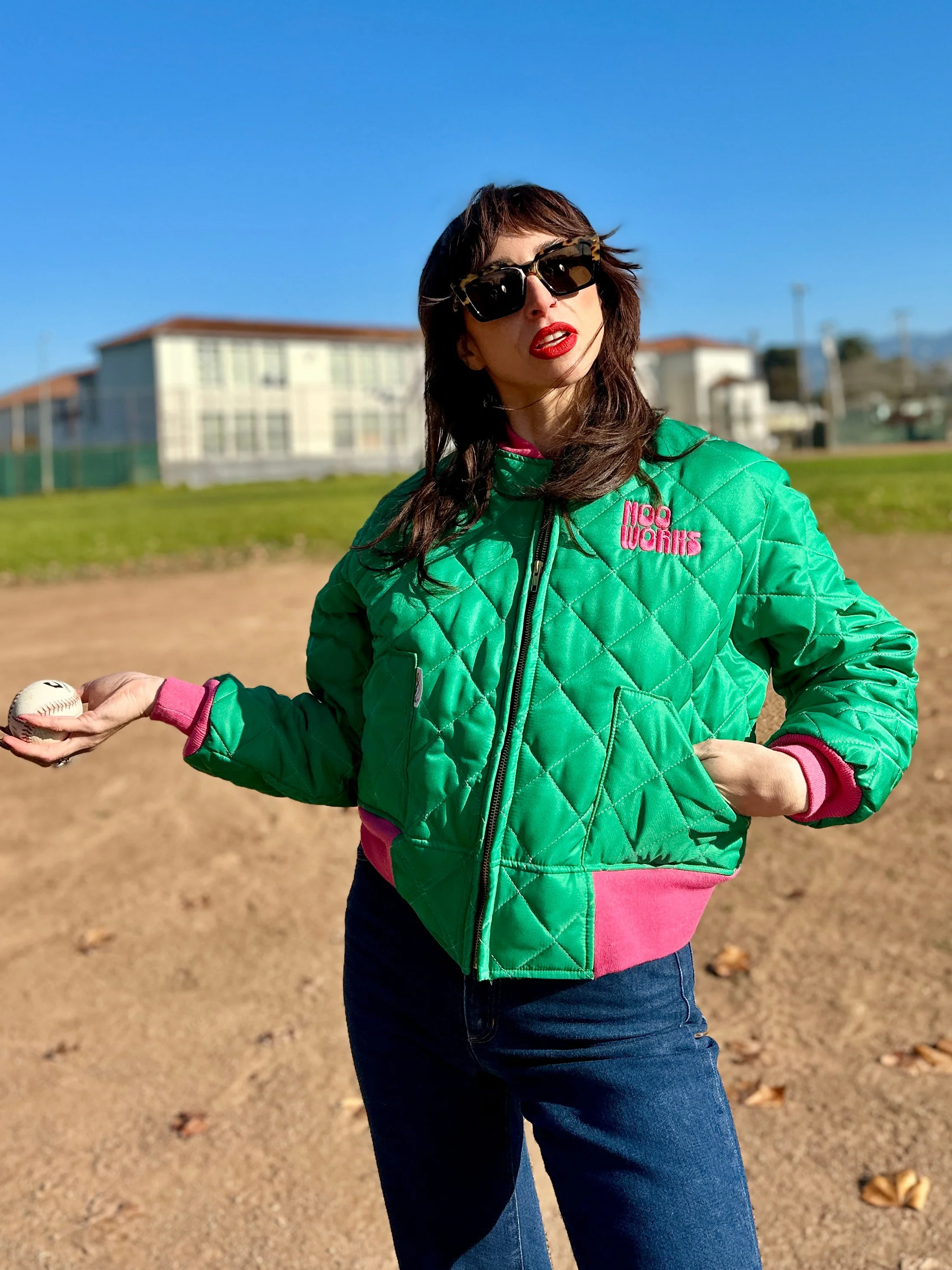 Bomber Jacket Green/Pink - Image 2