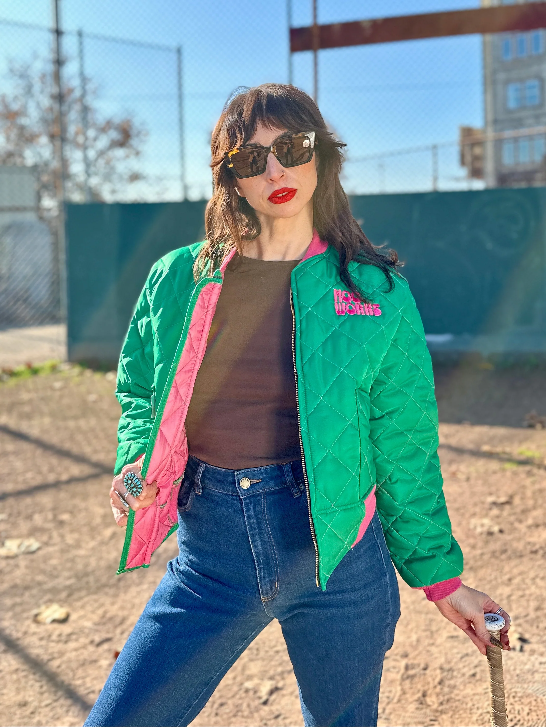 Bomber Jacket Green/Pink - Image 3