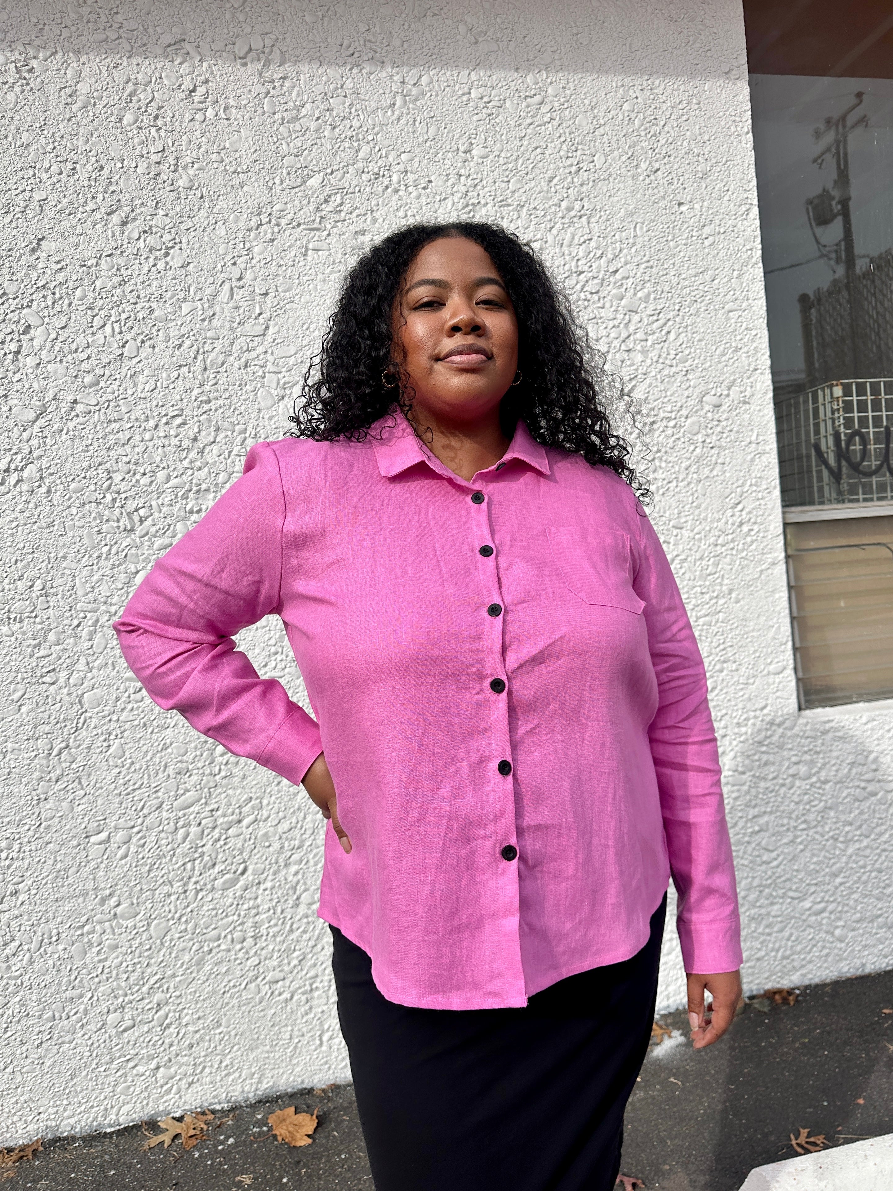 Classic Button Down Taffy Pink - Image 5