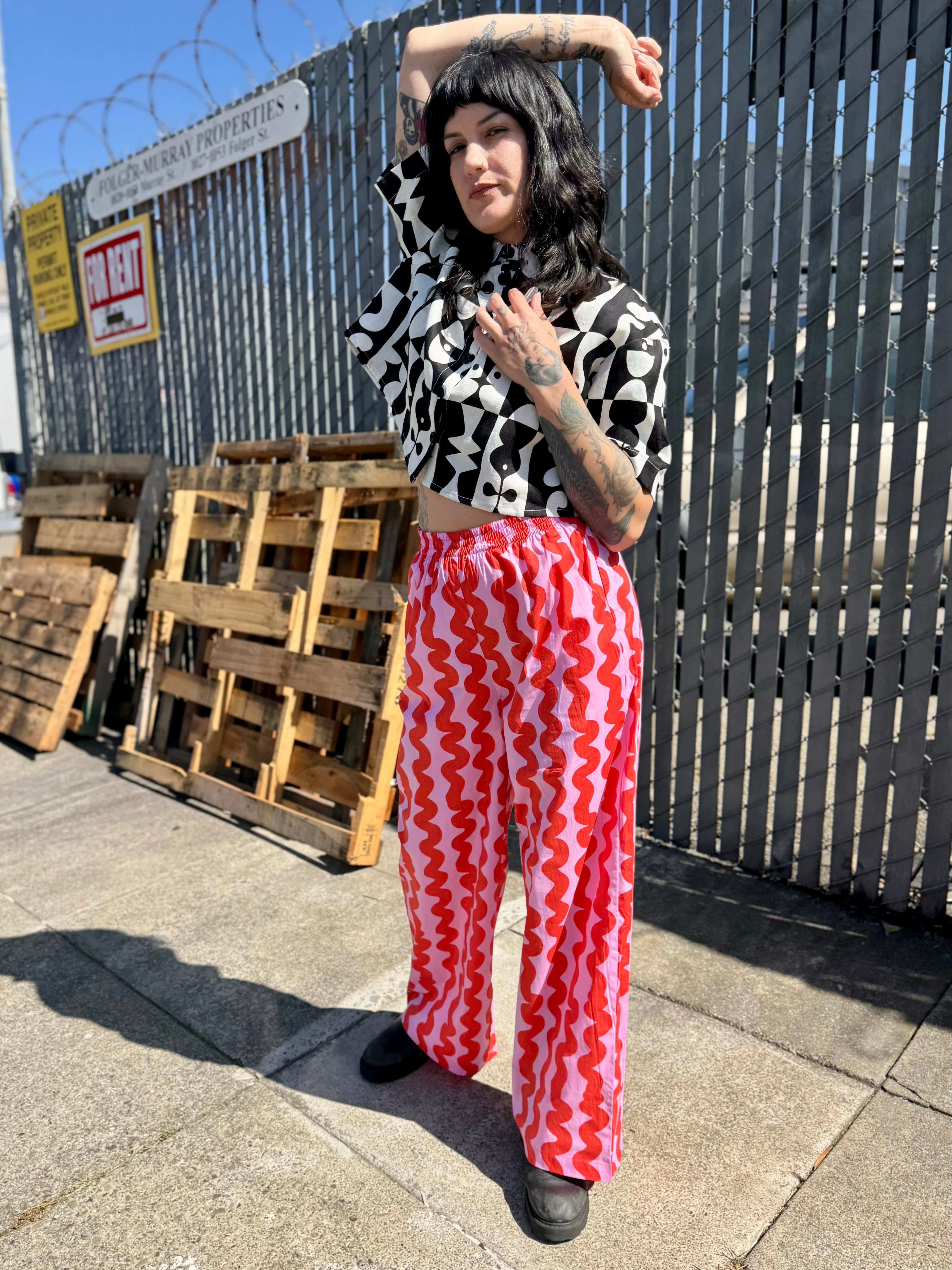 Easy Pant Pink Squiggle