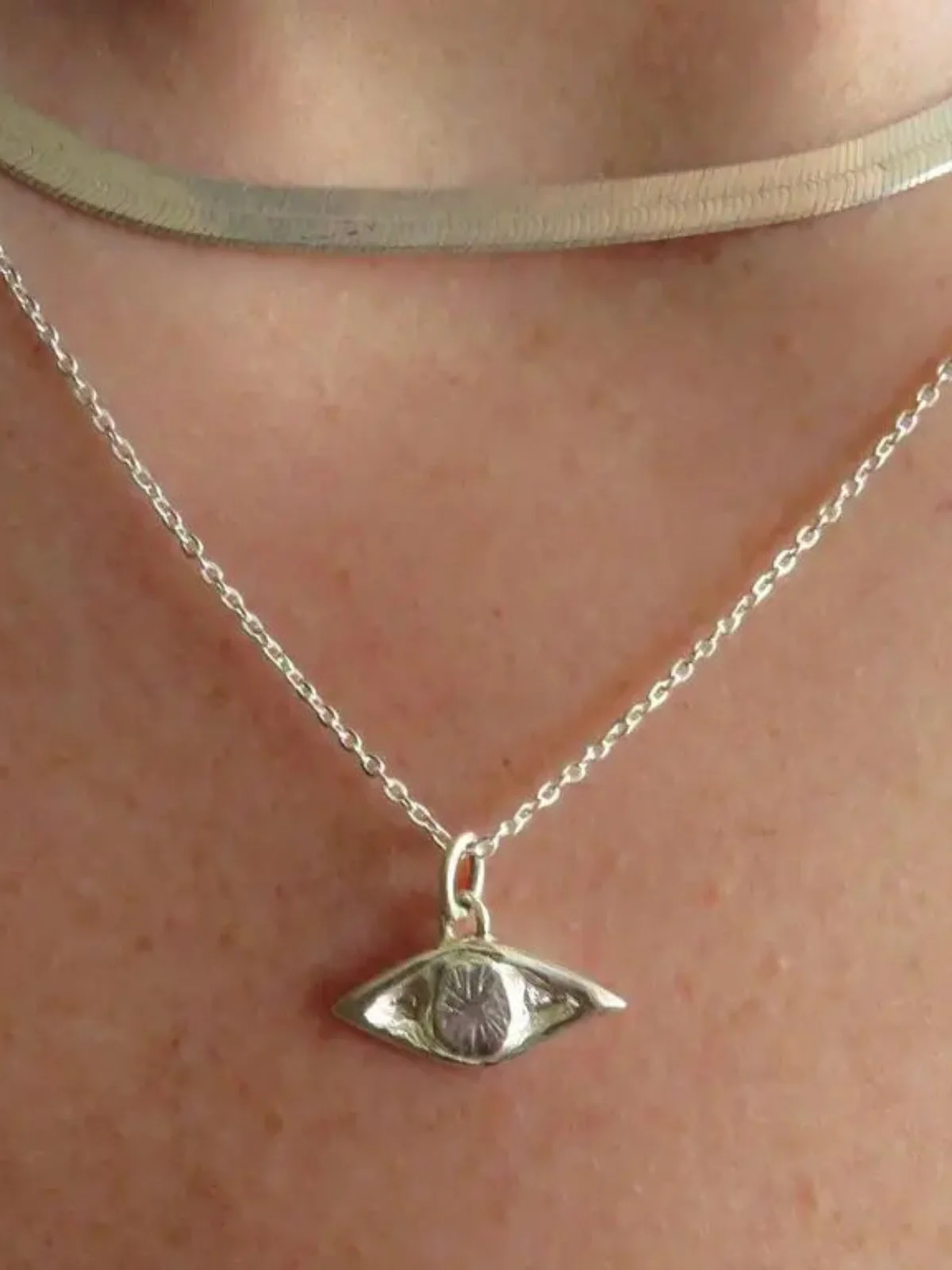 Evil Eye Talisman Necklace - Silver - Image 2