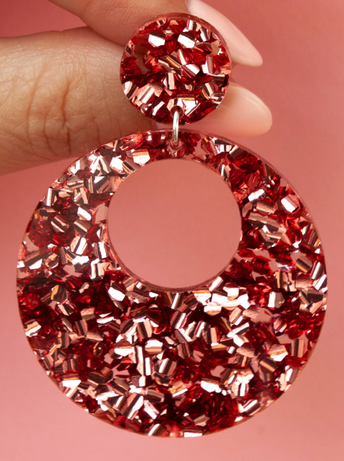 Eclipse Earrings - Chunky Pink - Image 2