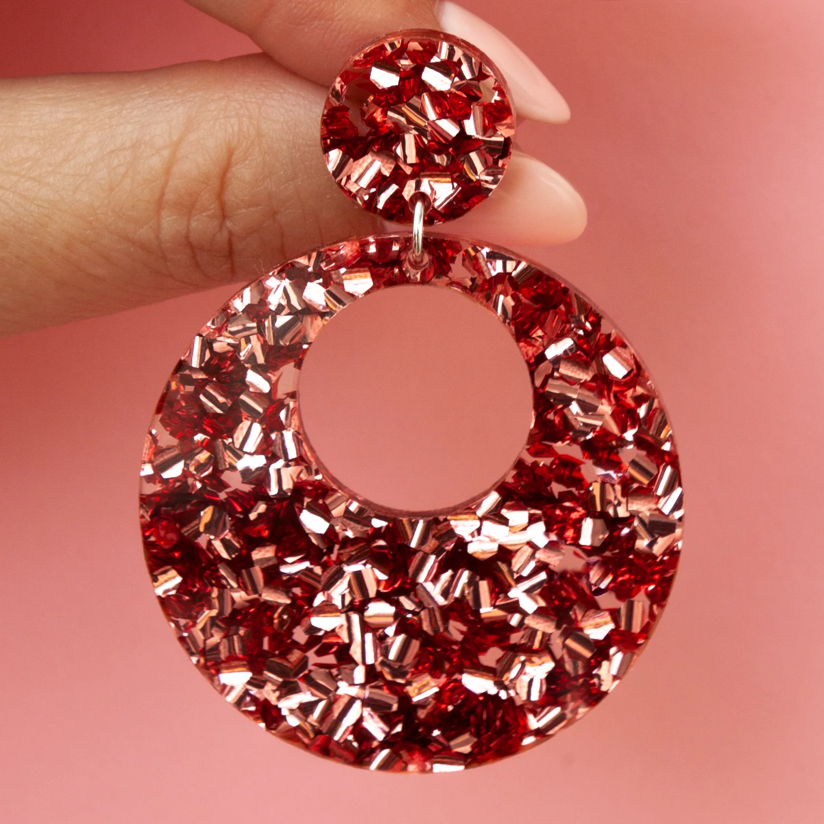 Eclipse Earrings - Chunky Pink - Image 5