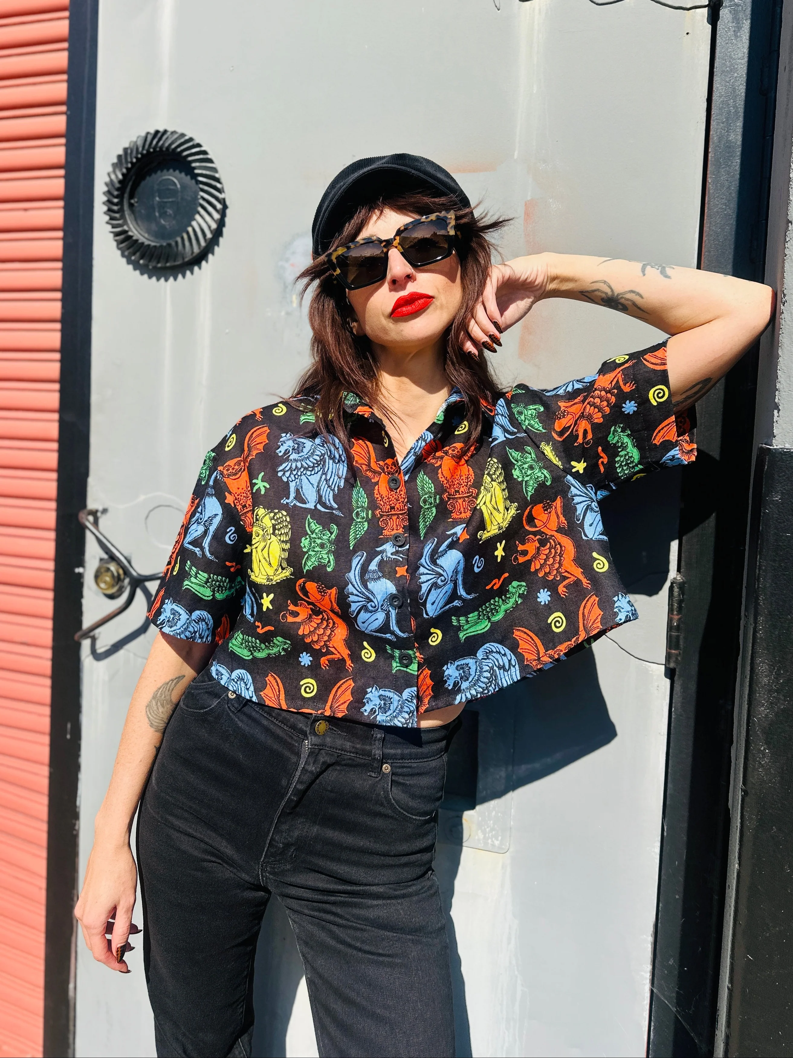 Linen Olivia Top Gargoyles