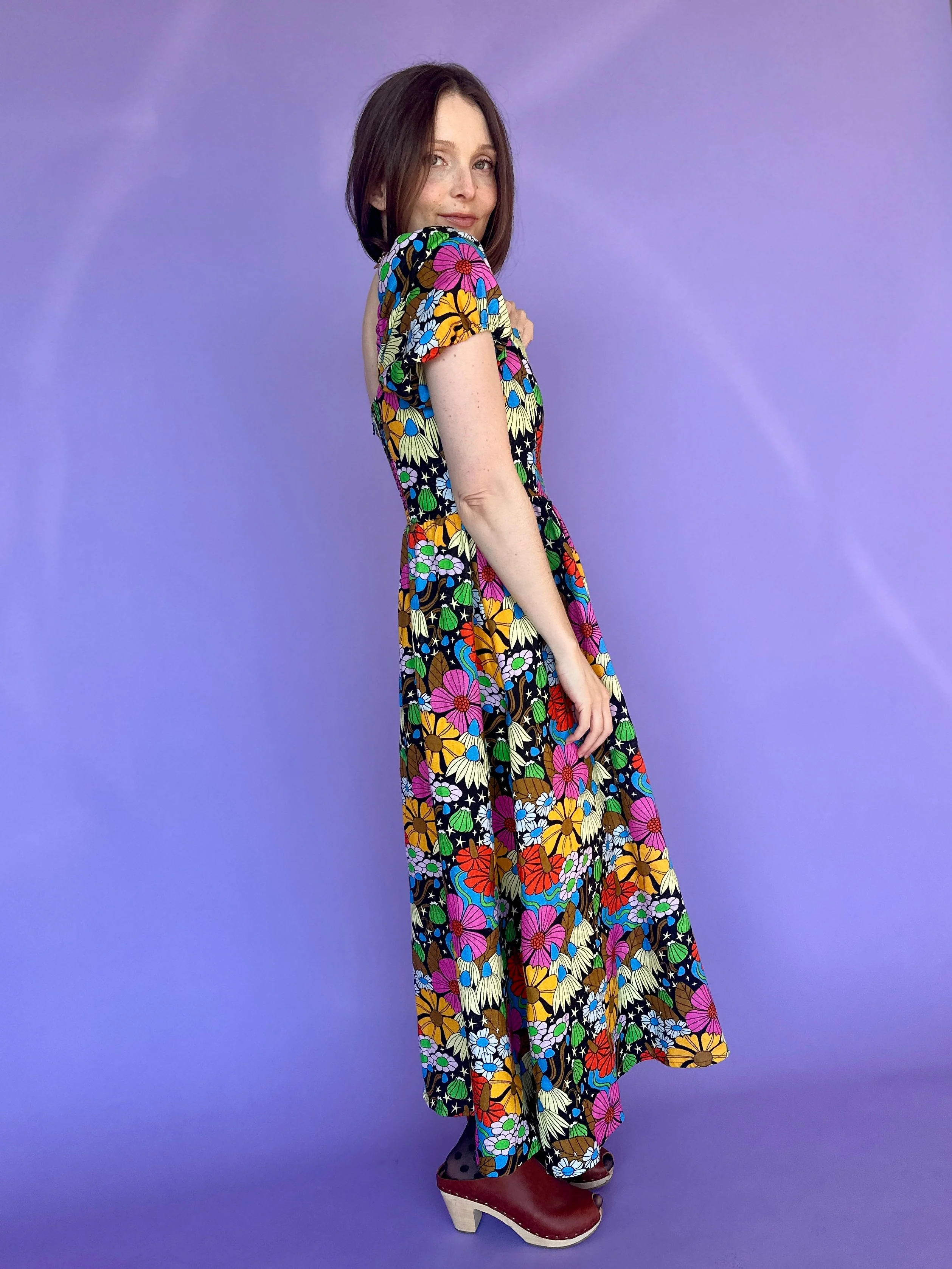 Linen Princess Dress Cosmic Floral - Image 8