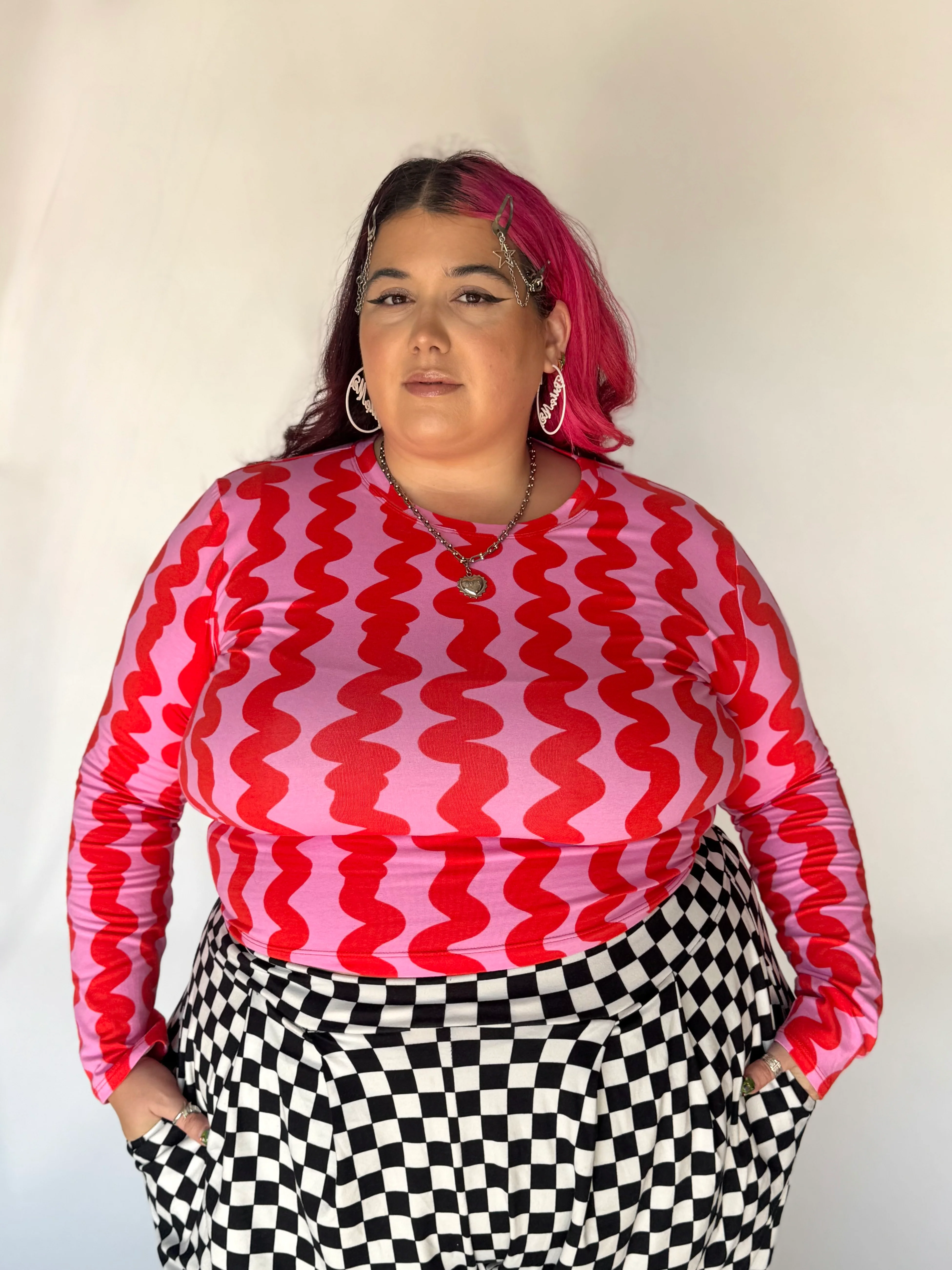 Long Sleeve Tee Pink Squiggle - Image 4