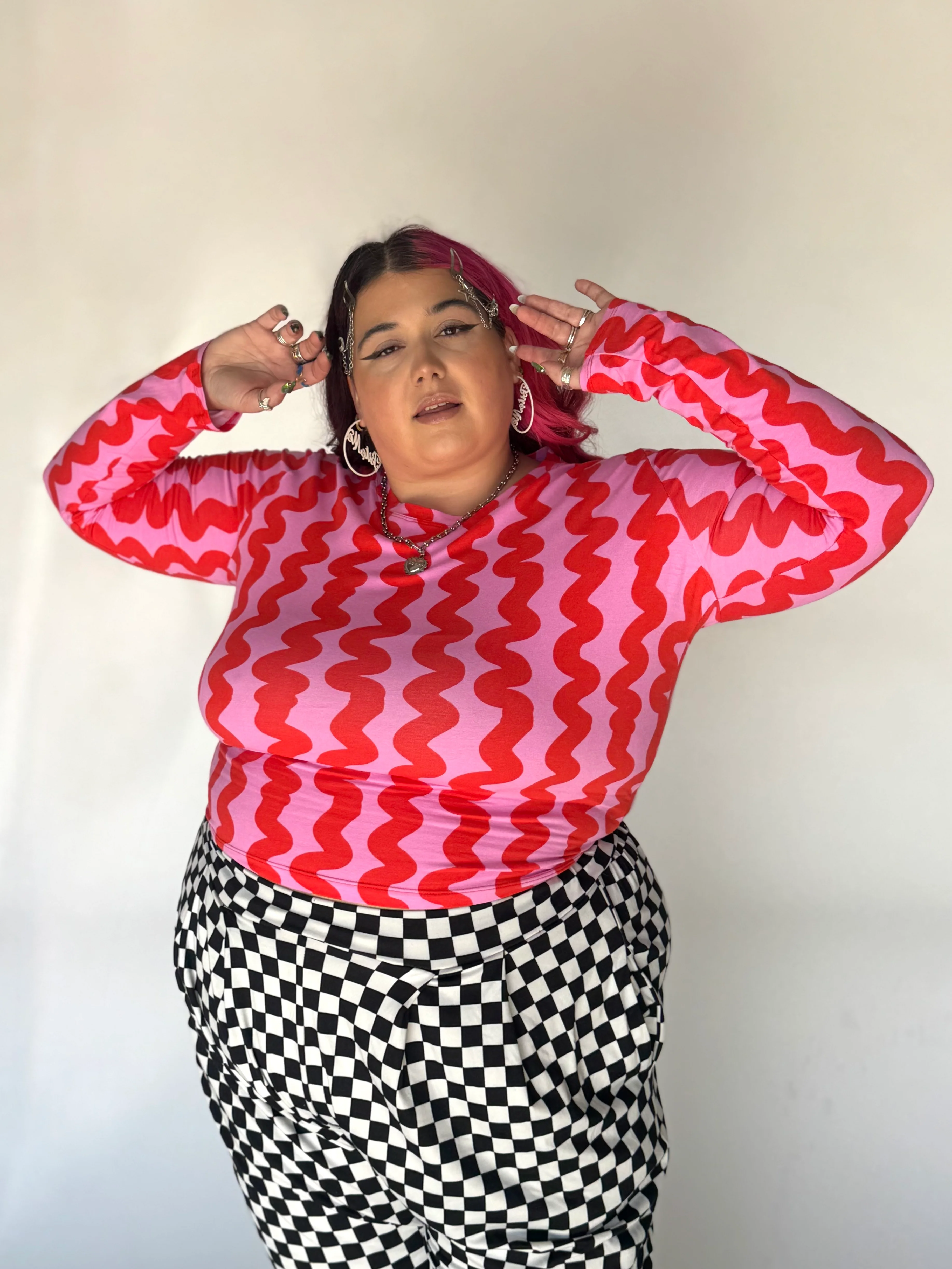 Long Sleeve Tee Pink Squiggle - Image 5
