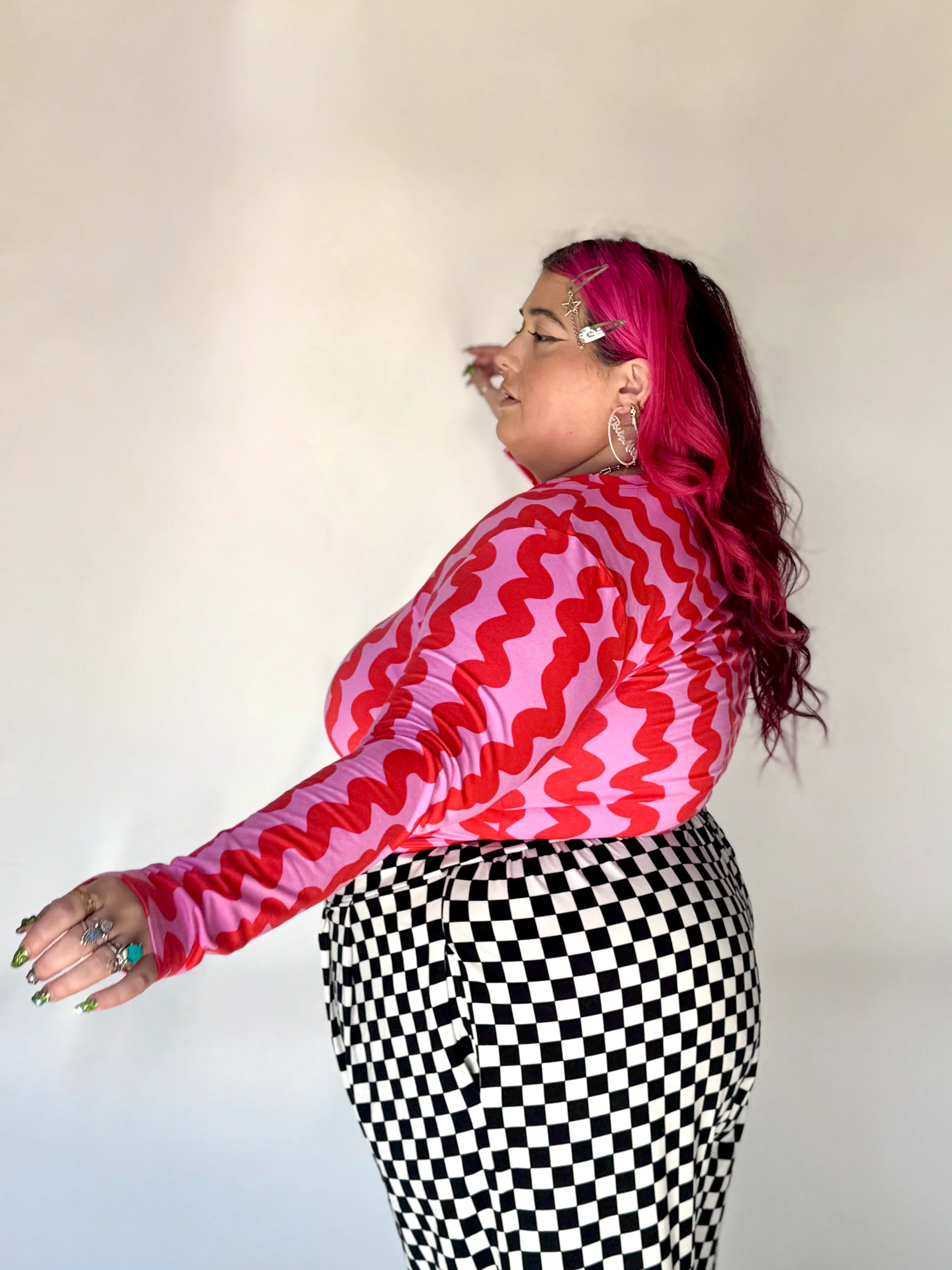 Long Sleeve Tee Pink Squiggle - Image 7
