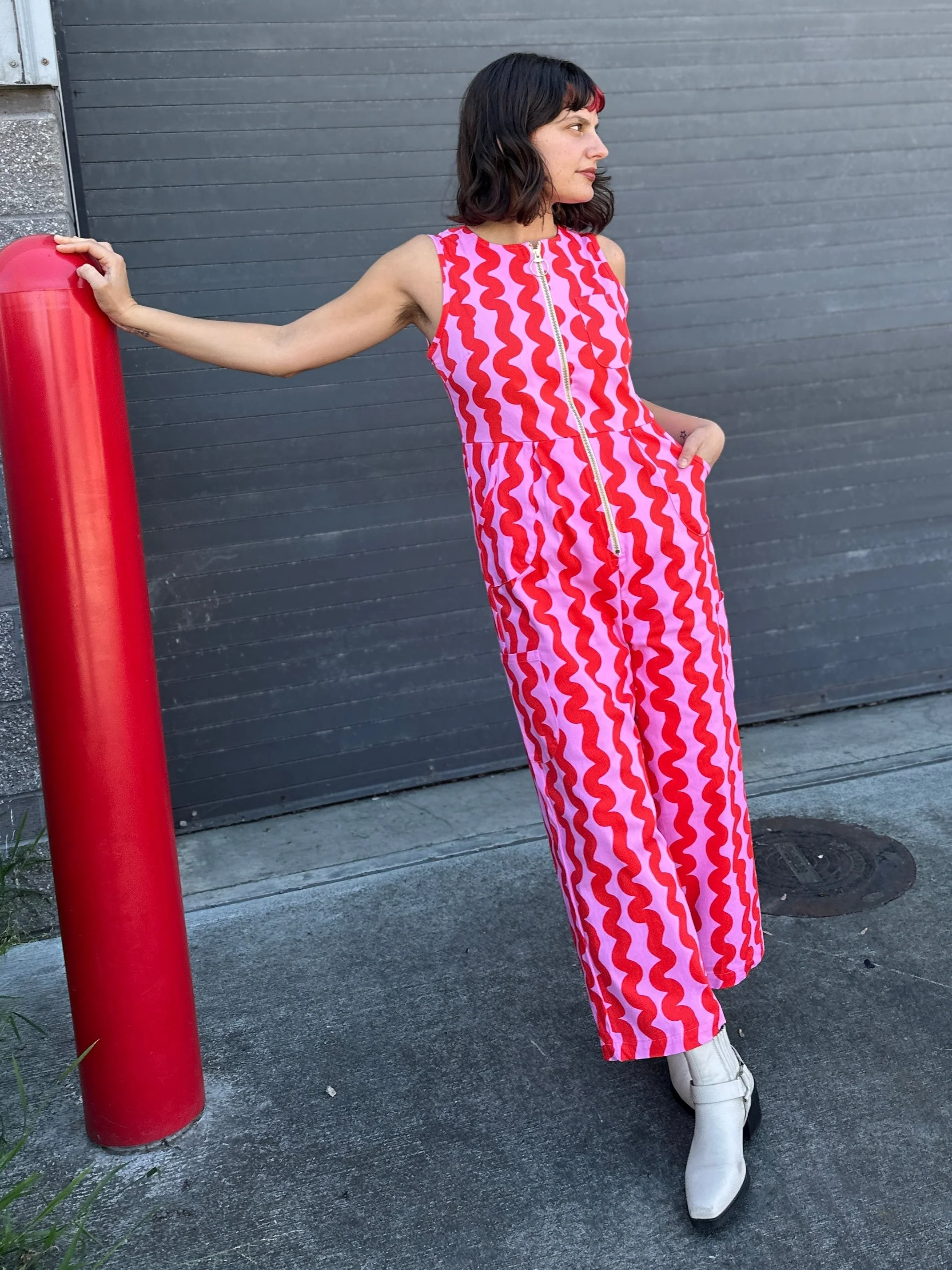 Lucky Jumpsuit Pink Squiggle