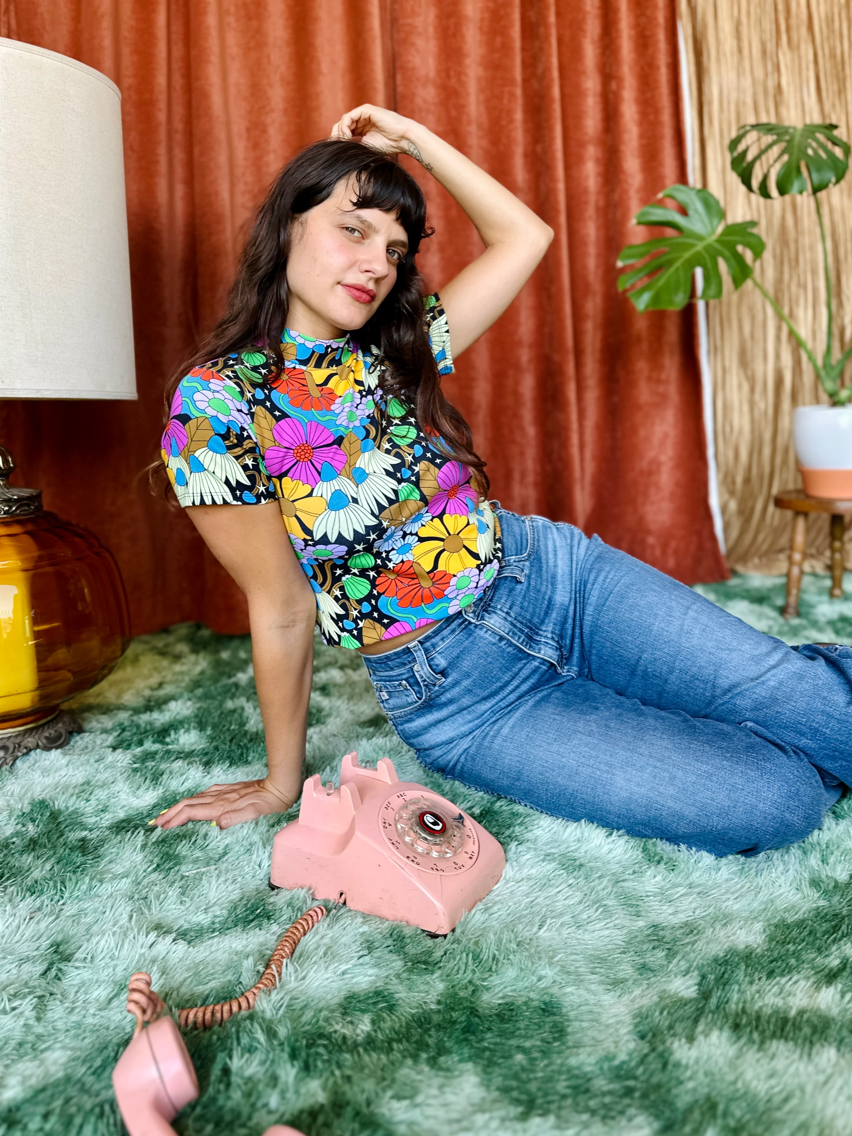 Mock Neck Cosmic Floral - Image 2