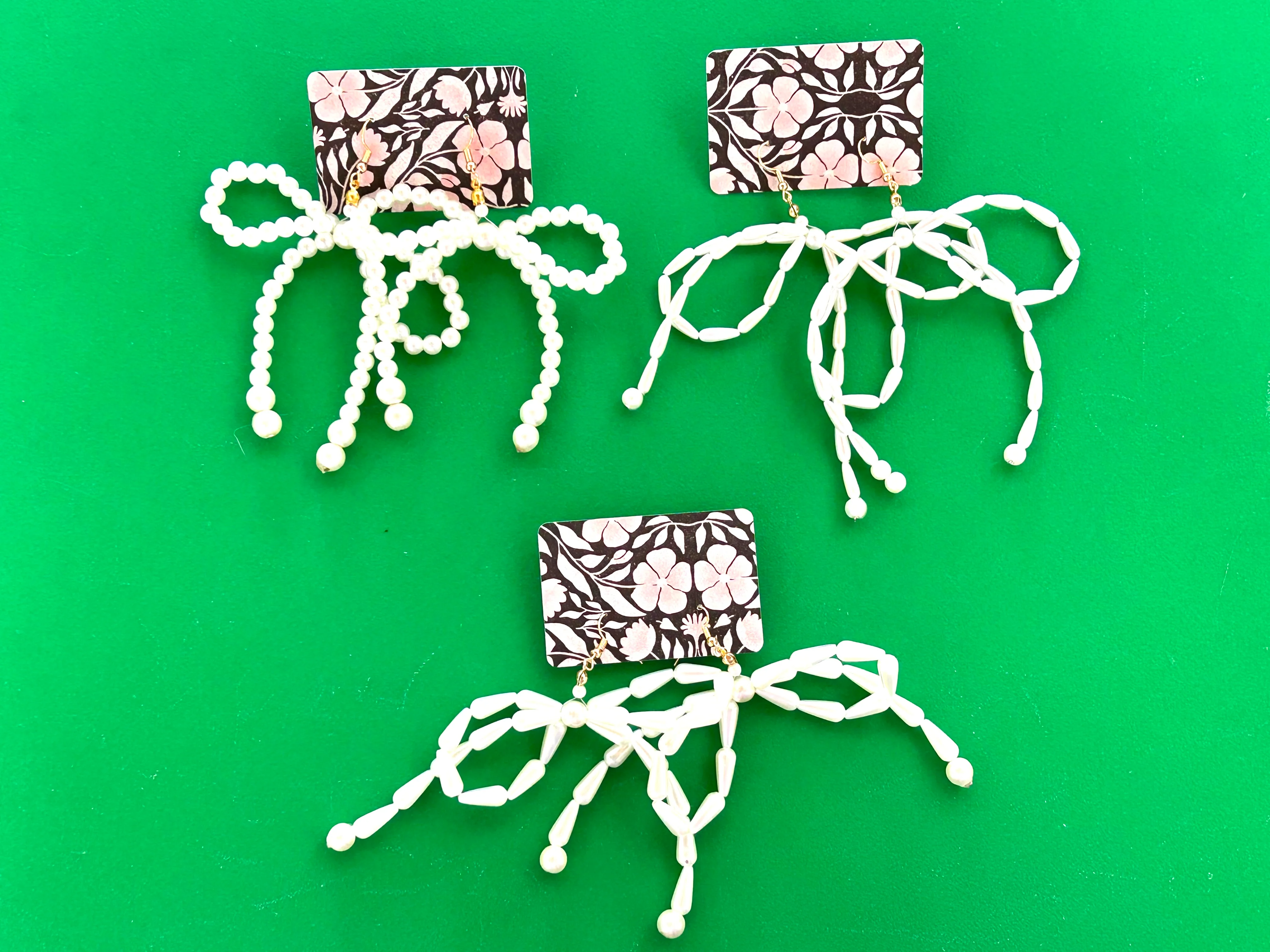 Pearl Bow Earrings - Image 2