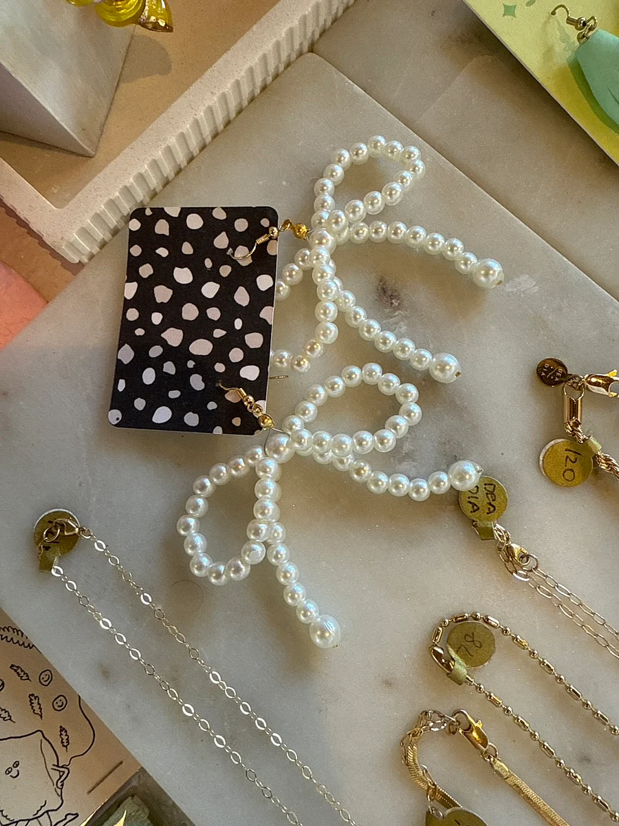 Pearl Bow Earrings - Image 3