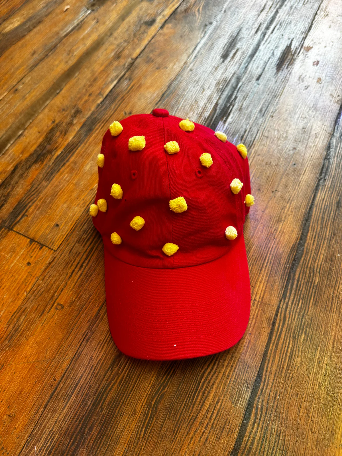 Pom Pom Hat - Red & Yellow