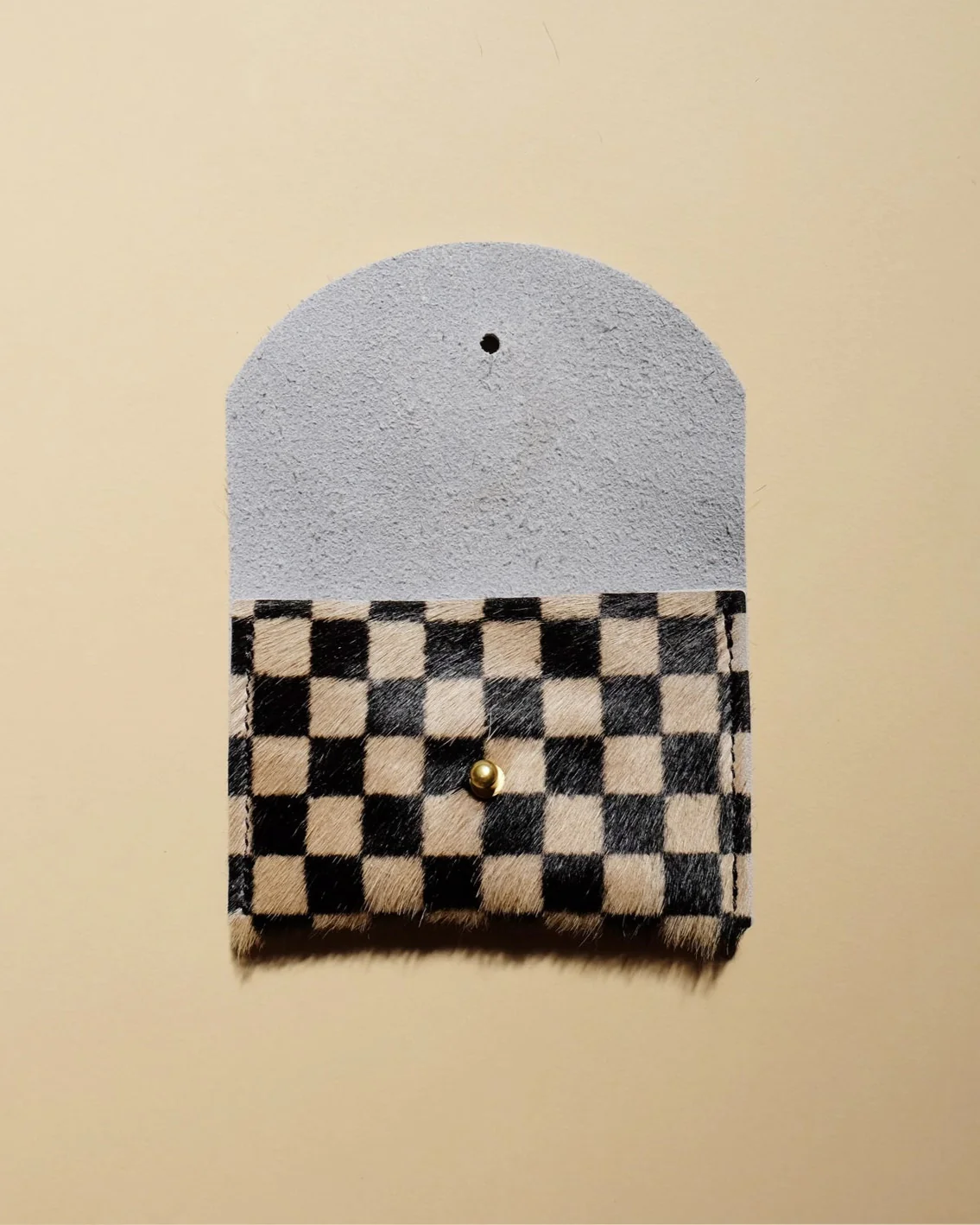 Cardholder - Tan Checkered Hair On Hide - Image 2