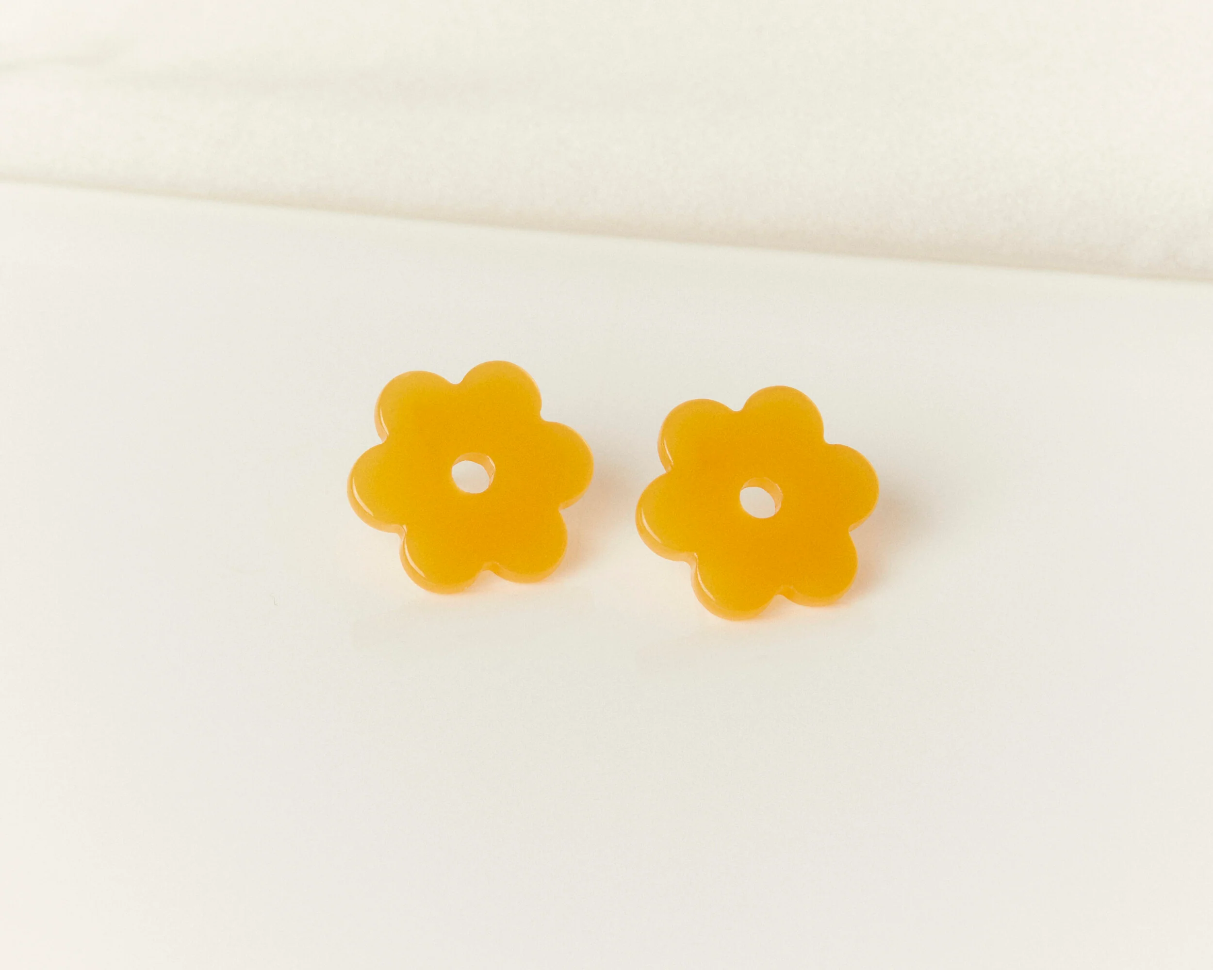 Small Acetate Daisy Earrings - Orange - Image 3