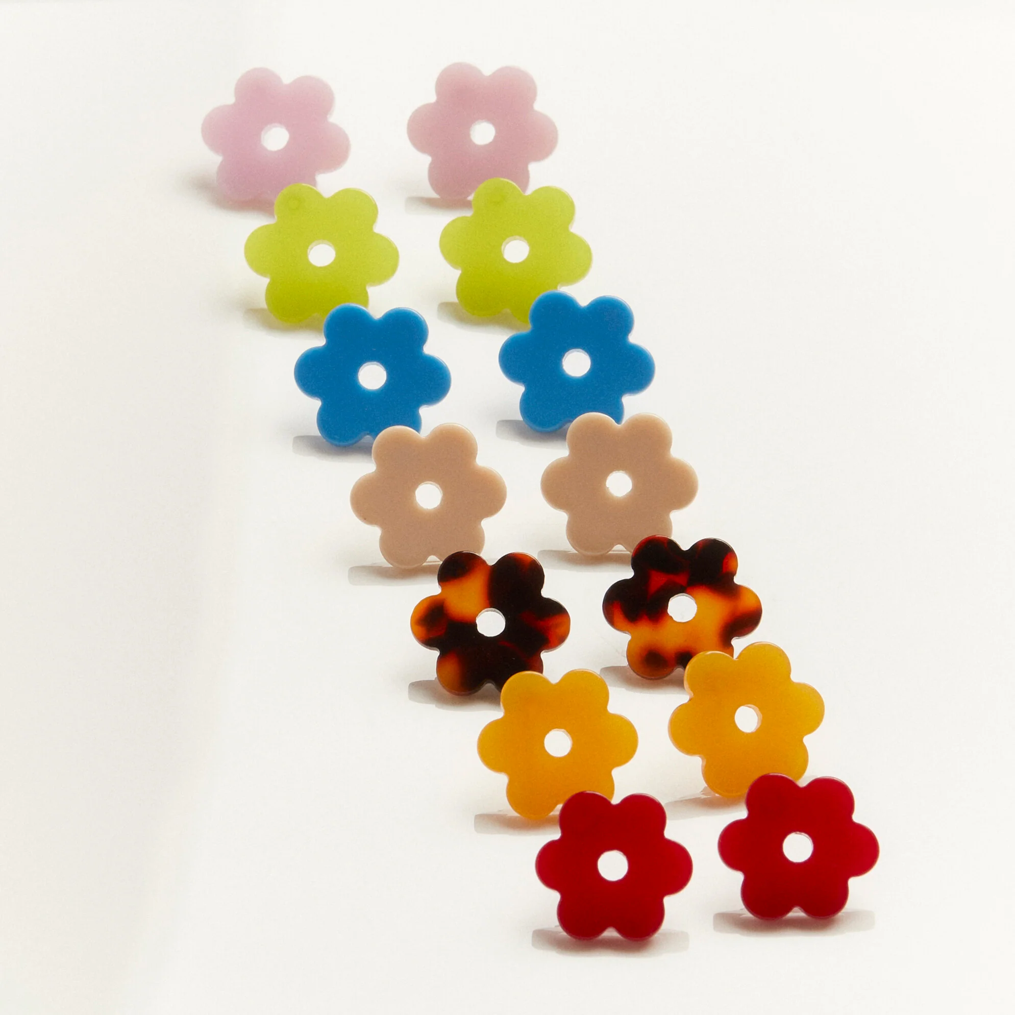 Small Acetate Daisy Earrings - Orange - Image 4