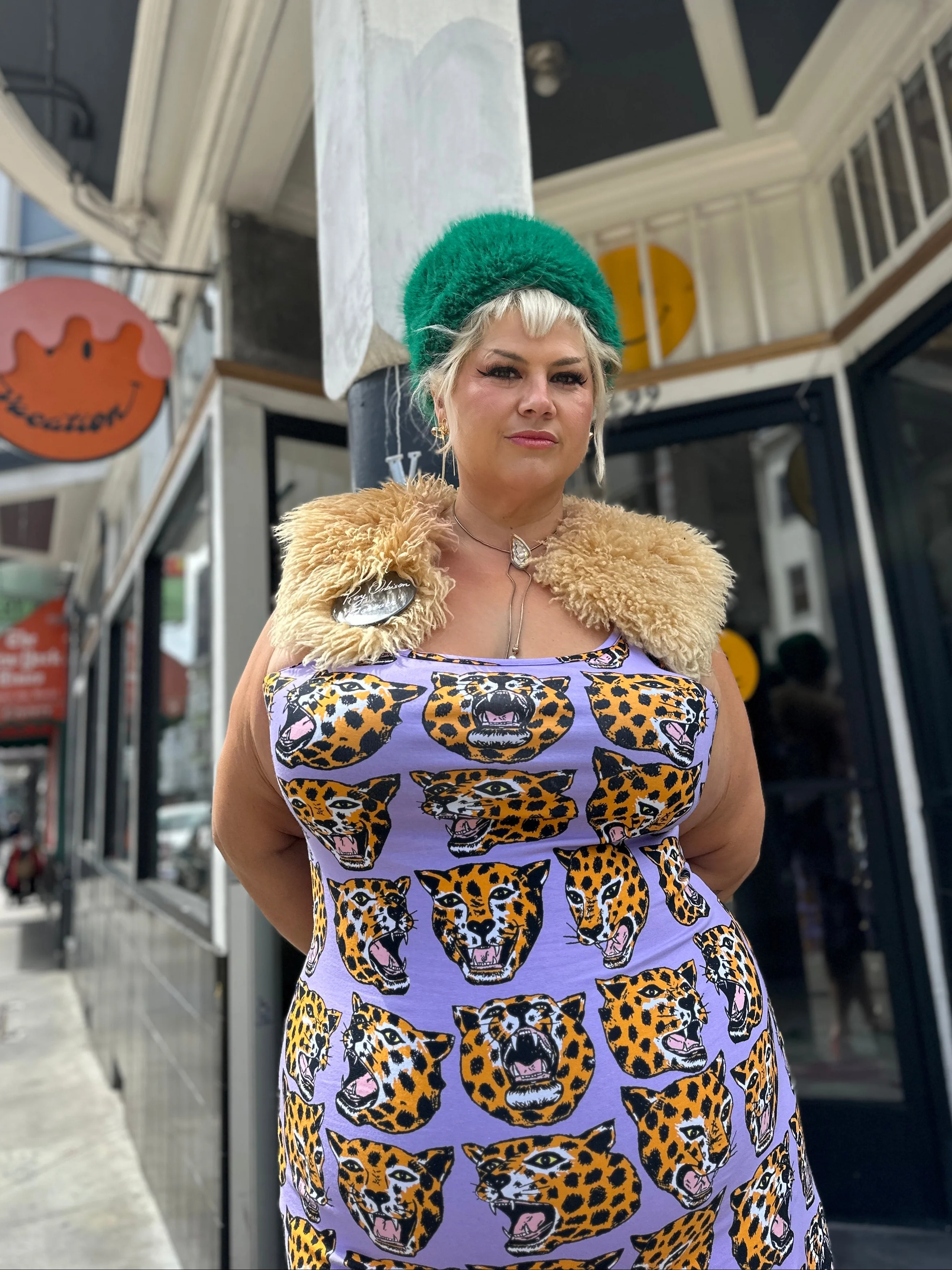 Spaghetti Slip Dress Cheetah Head - Image 2