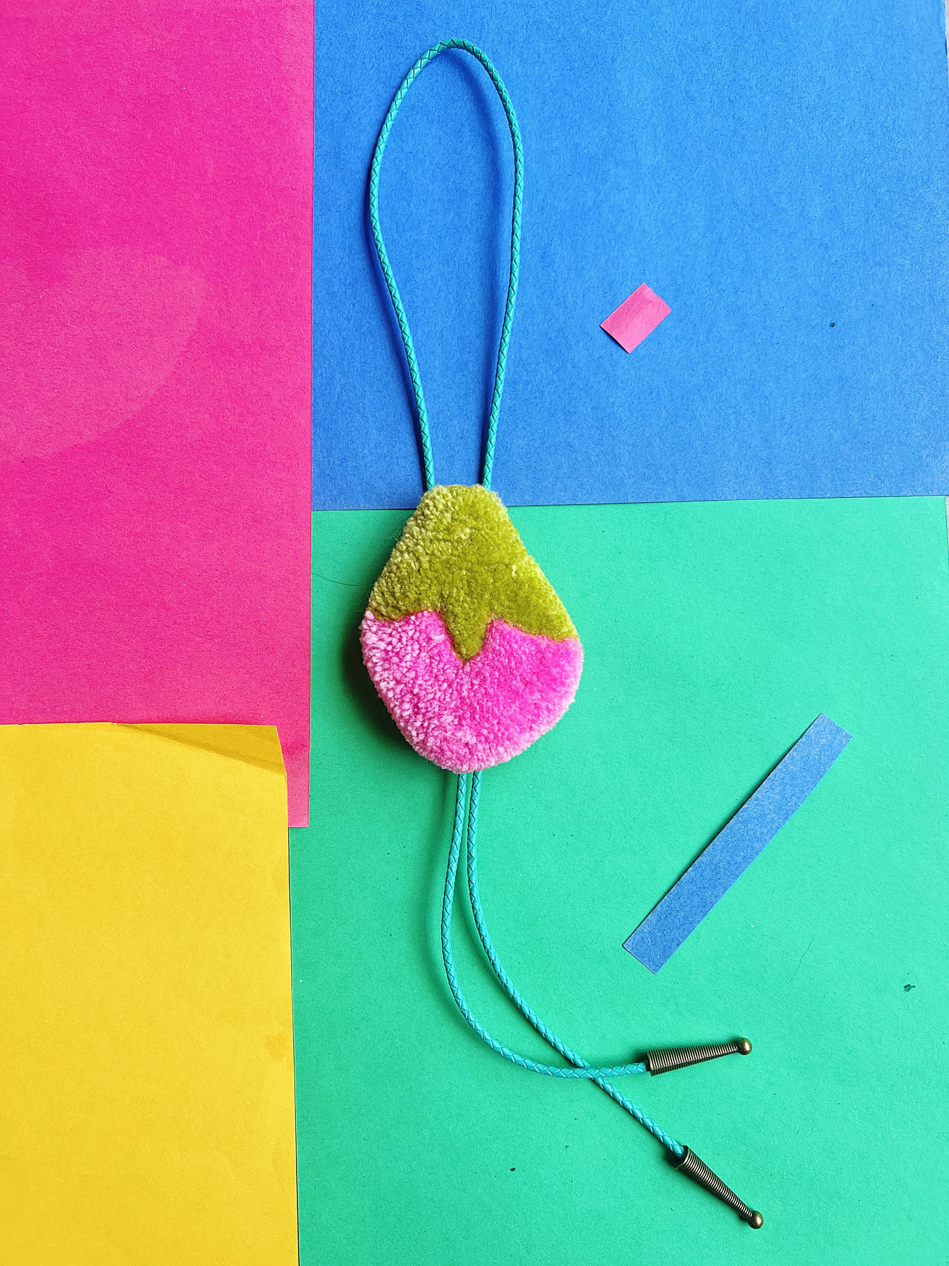 Strawberry Tufted Bolo Tie - Light Pink - Image 2