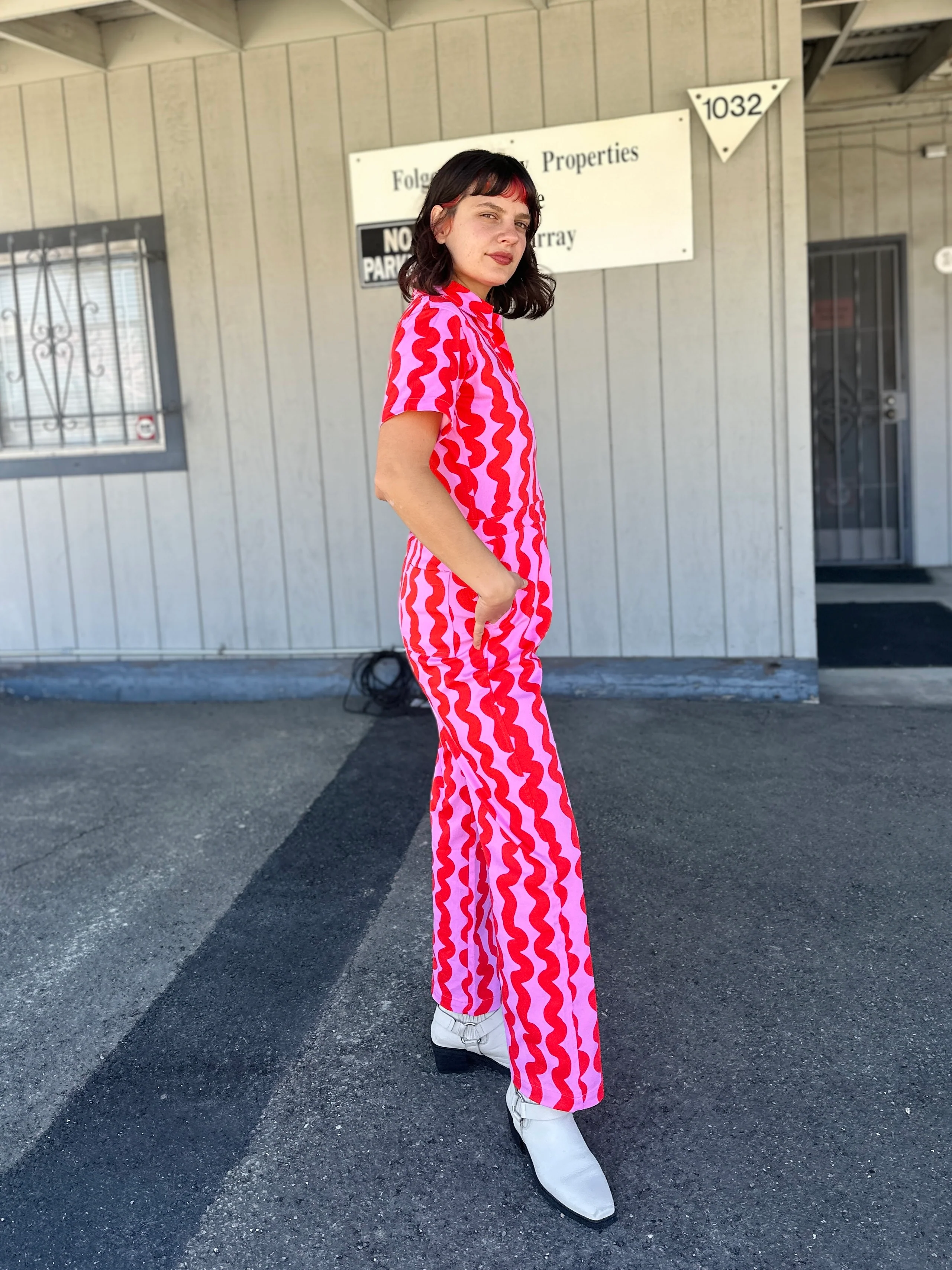 Twill Coveralls Pink Squiggle - Image 2
