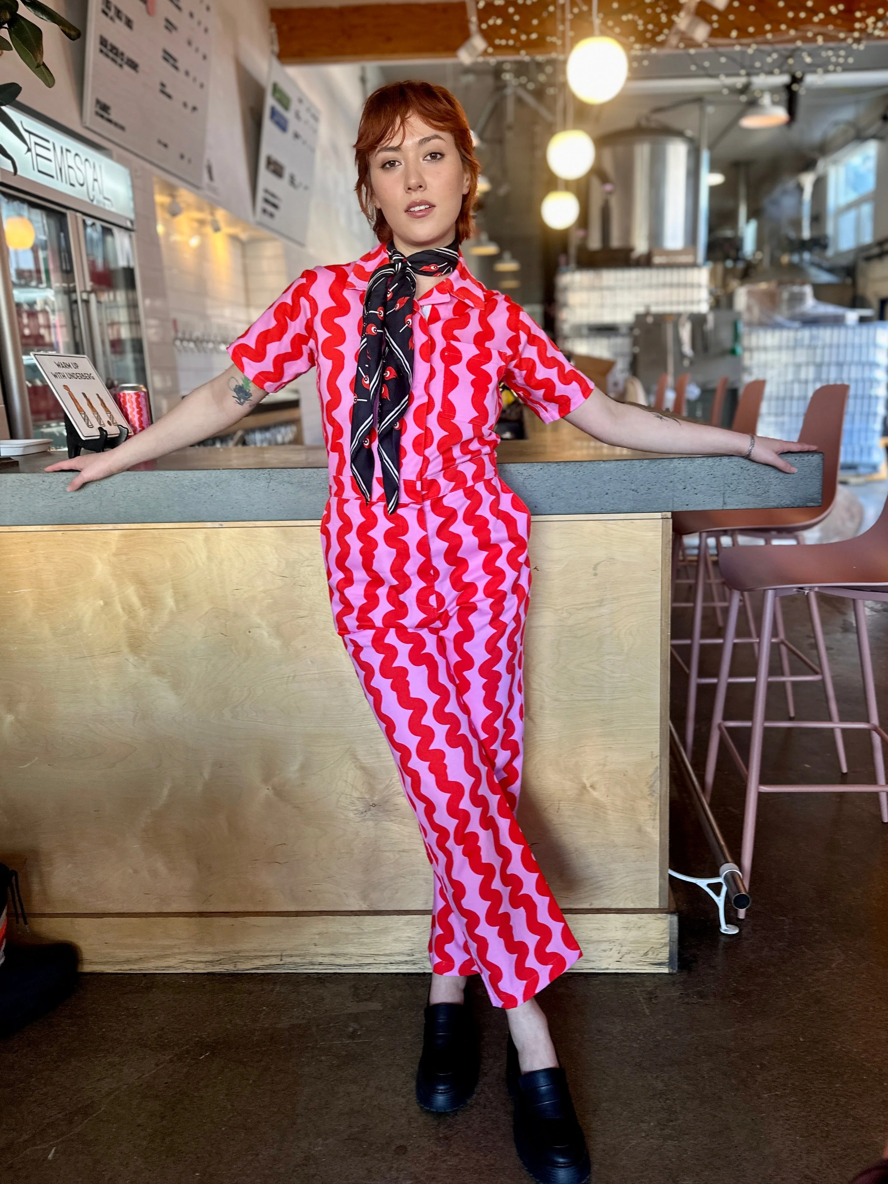 Twill Coveralls Pink Squiggle - Image 9